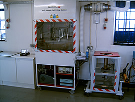The PvT Apparatus (lower right) & PvT sample cell filling station (left)